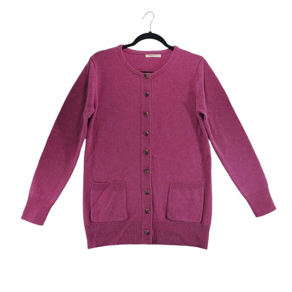 S WoolOvers Lambswool Cardigan Sweater Button Down Hot Pink Wool Overs Womens - Picture 1 of 13